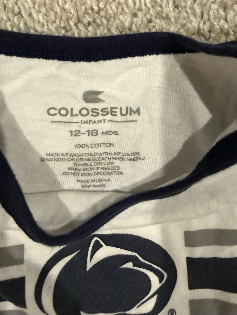 Penn State Nittany Lions Baby 12-18M Bodysuit Lot 3 Pack PSU Football